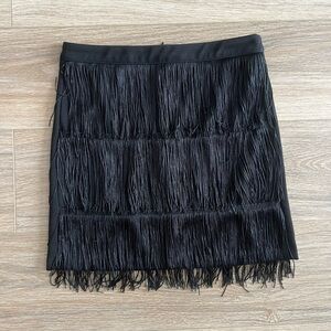 Black fringe mini skirt